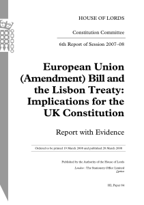 European Union (Amendment) Bill and the Lisbon Treaty