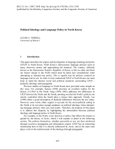 Political Ideology and Language Policy in North Korea