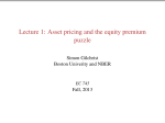 Lecture 1: Asset pricing and the equity premium puzzle