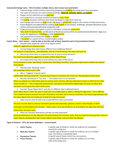 Costume/Set Design notes – fill in the blank, multiple choice, short