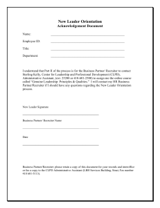 New Leader Orientation Acknowledgement Document
