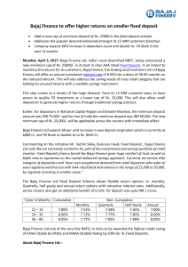 Bajaj Finance to offer higher returns on smaller fixed