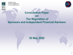 Consultation Paper on the Regulation of Sponsors and