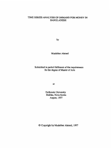 TIME SERIES ANALYSIS OF DEMAND FOR MONEY IN