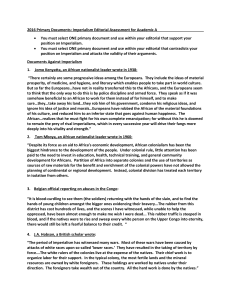 2016 Imperialism Primary Documents for Group Activity and Editorial