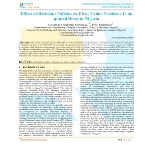 Effect of Dividend Policies on Firm Value