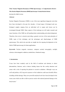 Title: Nuclear Magnetic Resonance (NMR