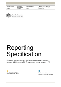 electronic reporting specification * qtfn and abn pc spreadsheet