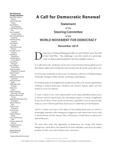 A Call for Democratic Renewal - World Movement for Democracy