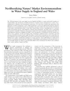 Neoliberalizing Nature? Market Environmentalism in Water Supply