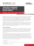 Applying Canadian Securities Law to Social Media
