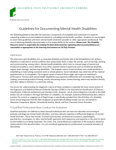 Documentation Guidelines - Mental Health