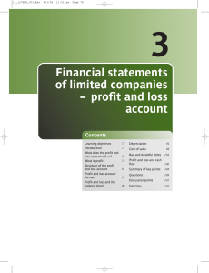 Financial statements of limited companies – profit and loss account