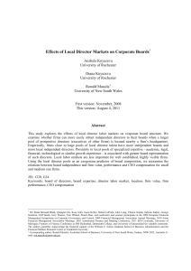 Effects of Local Director Markets on Corporate Boards