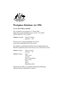 Workplace Relations Act 1996 - Federal Register of Legislation