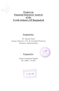 Project on Financial Statement Analysis of the Textile Industry Of