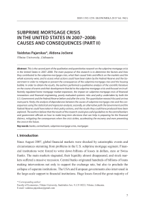 SUBPriME MOrTGAGE CriSiS iN THE UNiTED STATES iN 2007–2008