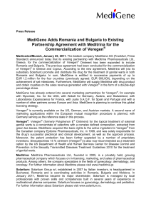 MediGene Adds Romania and Bulgaria to Existing