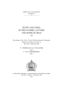 EGYPT AND SYRIA IN THE FATIMID, AYYUBID AND MAMLUK ERAS