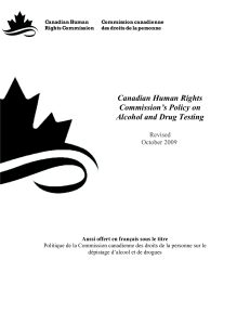 Canadian Human Rights Commission`s Policy on Alcohol and Drug