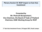 Plenary Session III: RCEP Impact on East Asia Investment