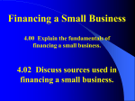 Financing a Small Business 4.00 Explain the fundamentals of