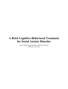 A Brief Cognitive-Behavioral Treatment For Social Anxiety
