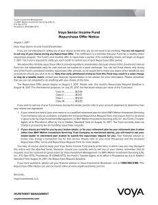 Voya Senior Income Fund Repurchase Offer Notice