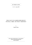 what have we learned from recent financial crises and policy