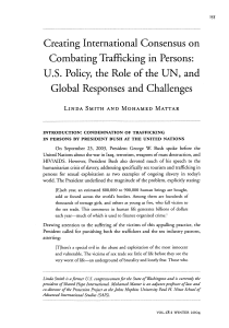 Creating International Consensus on Combating Trafficking in Persons