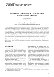 Searching for Determinants of Pay or Not to Pay Cash Dividend in