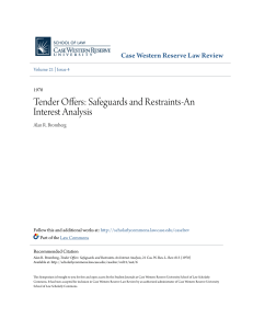 Tender Offers: Safeguards and Restraints-An