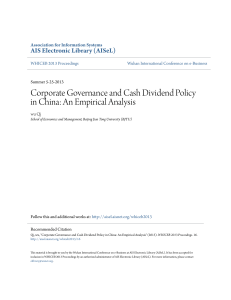 Corporate Governance and Cash Dividend Policy in China: An