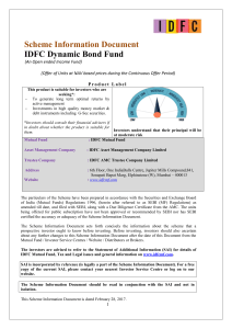 Scheme Information Document IDFC Dynamic Bond Fund