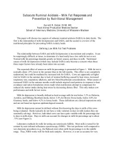 Subacute Ruminal Acidosis – Milk Fat Responses and Prevention