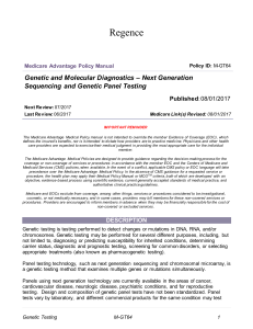 Genetic and Molecular Diagnostics – Next Generation Sequencing
