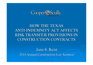 HOW THE TEXAS ANTI-INDEMNITY ACT AFFECTS RISK