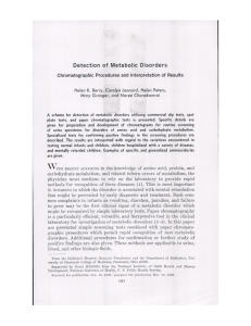 Detection of Metabolic Disorders