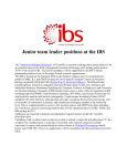 Junior team leader positions at the IBS