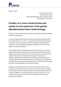 Creation of a novel unnatural base pair system for the expansion of