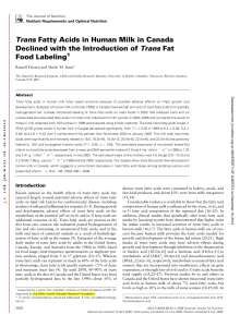 Trans Fatty Acids in Human Milk in Canada Declined with the