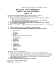 Biology Pre-AP (GT) 2012 Syllabus Unit 3: Cells