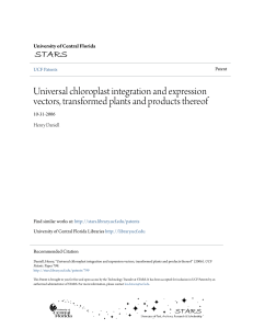 Universal chloroplast integration and expression vectors