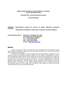 Optimal Iodine Nutrition during Pregnancy and Lactation