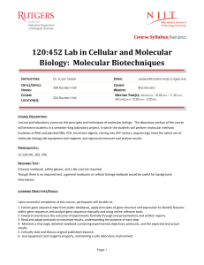 120:452 Lab in Cellular and Molecular Biology: Molecular