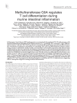 Methyltransferase G9A regulates T cell differentiation during