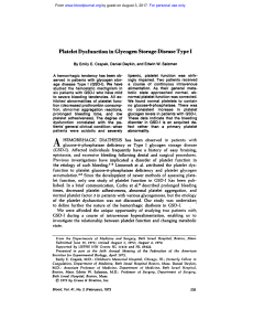 Platelet Dysfunction in Glycogen Storage Disease
