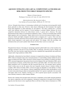 aqueous nitrates and larval competition alter disease risk from two