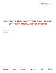 westpac`s response to the final report of the financial system inquiry