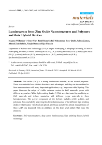 Luminescence from Zinc Oxide Nanostructures and